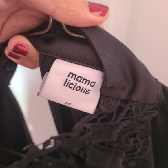 MAMALICIOUS MATERNITY SATIN TOP WITH LACE DETAIL - Picture 2 of 9